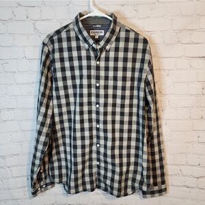 Men's Express "Soft Wash" Black and White Checkered Men's Shirt, Size Large